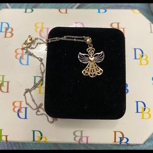 10k Necklace with an angel 14k two toned pendant